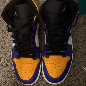 Jordan Women's Purple and Gold Sneakers